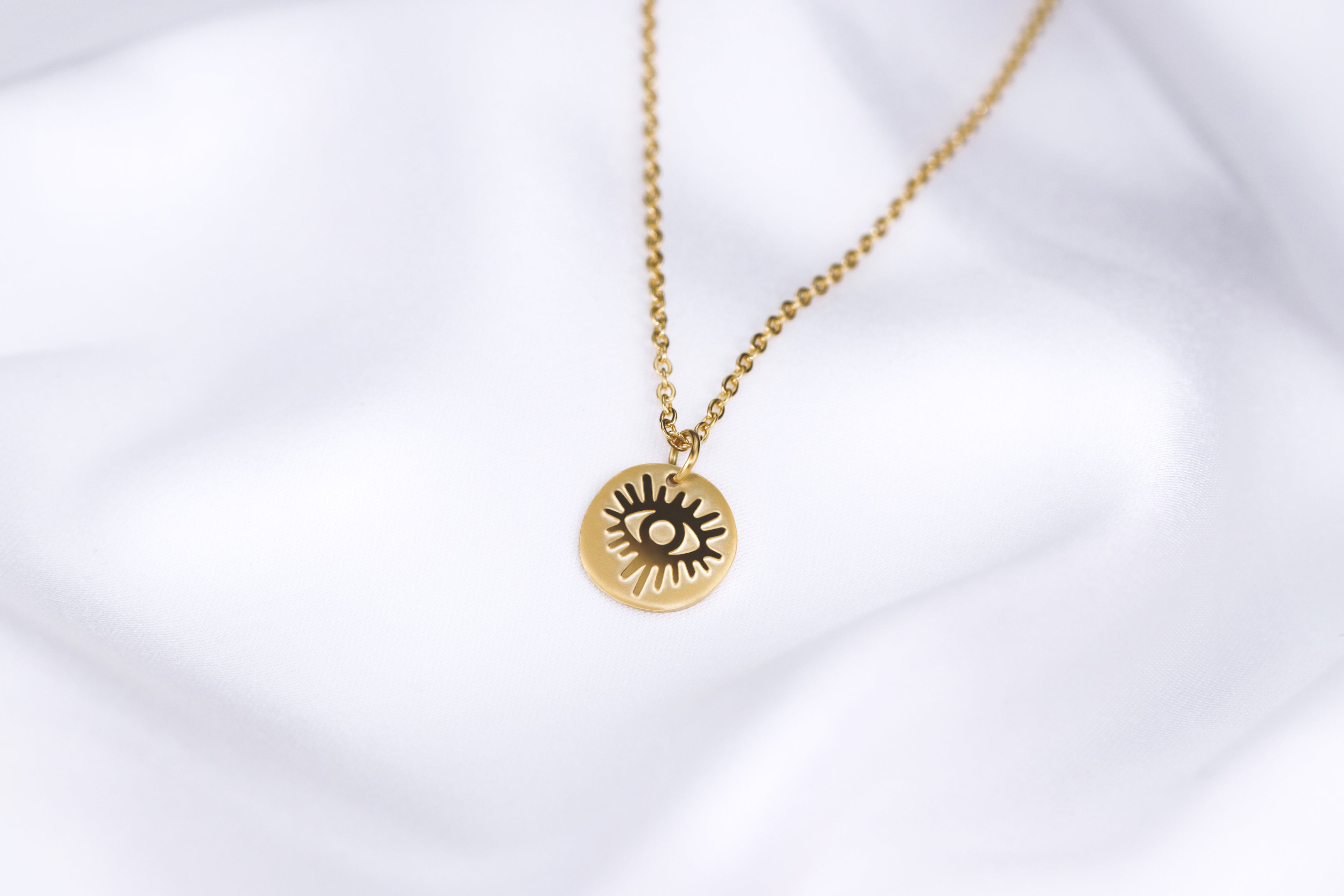 dainty evil eye gold necklace