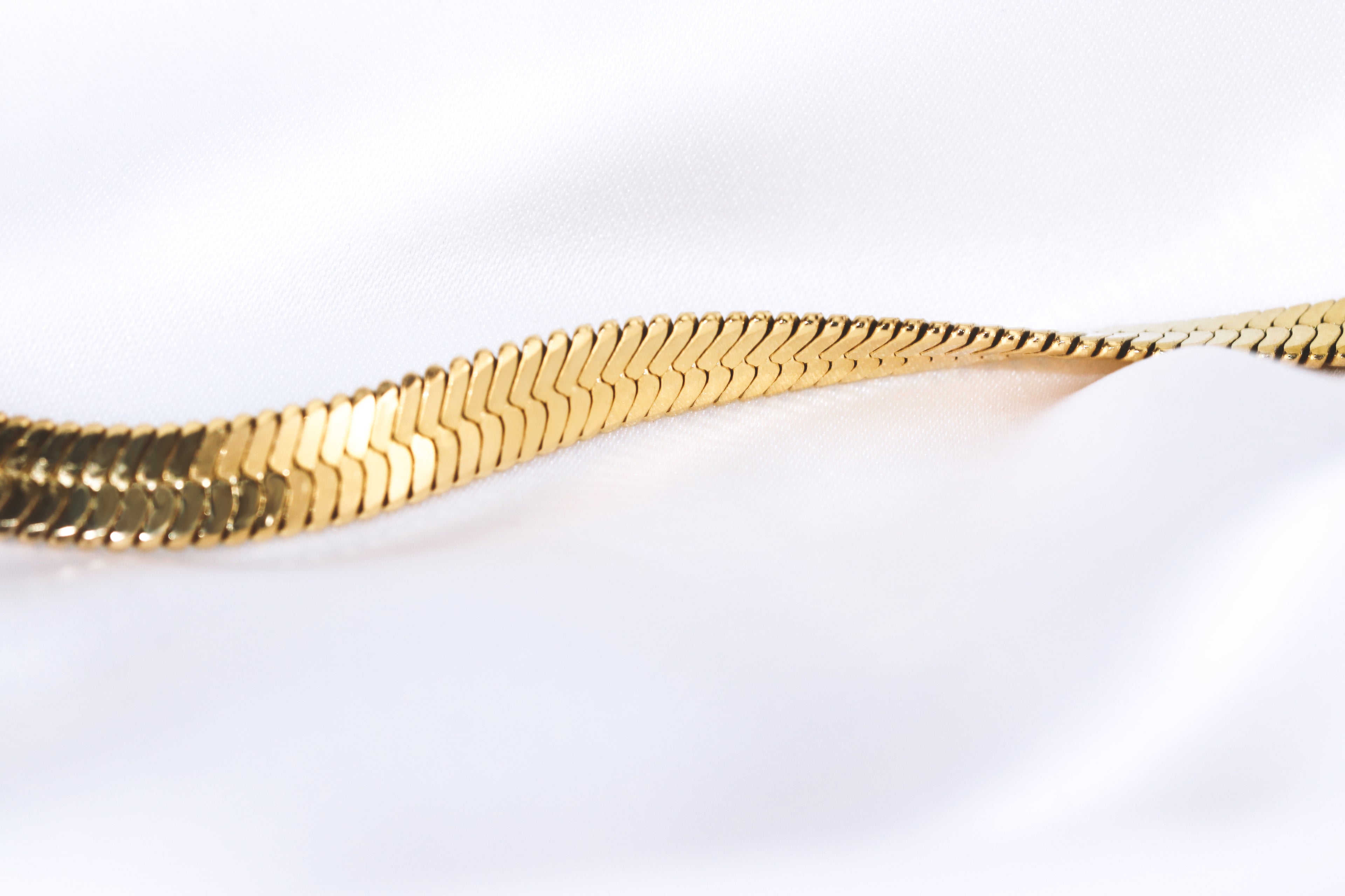 herringbone snake chain necklace - gold