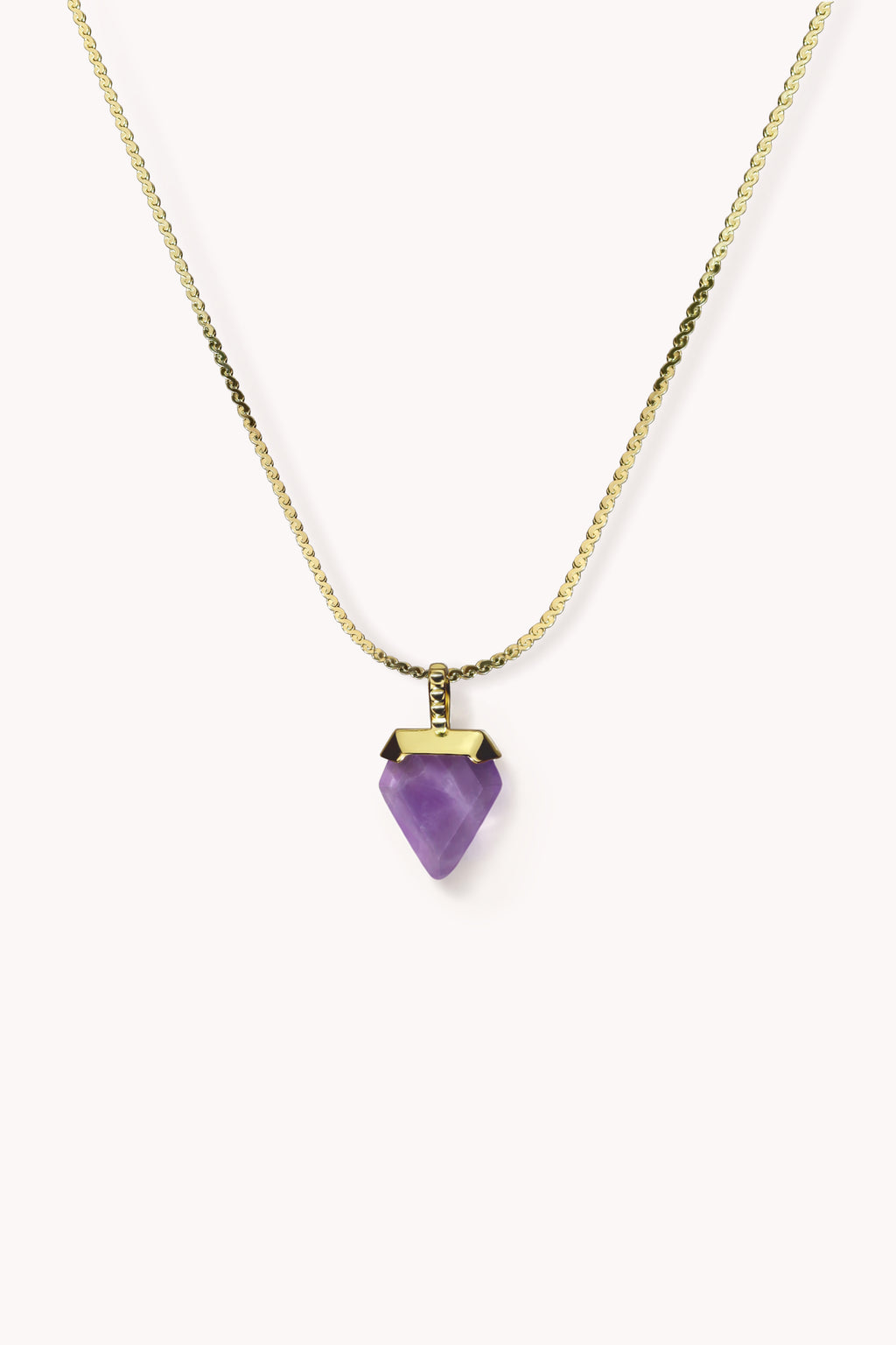 inverted triangle amethyst gold necklace