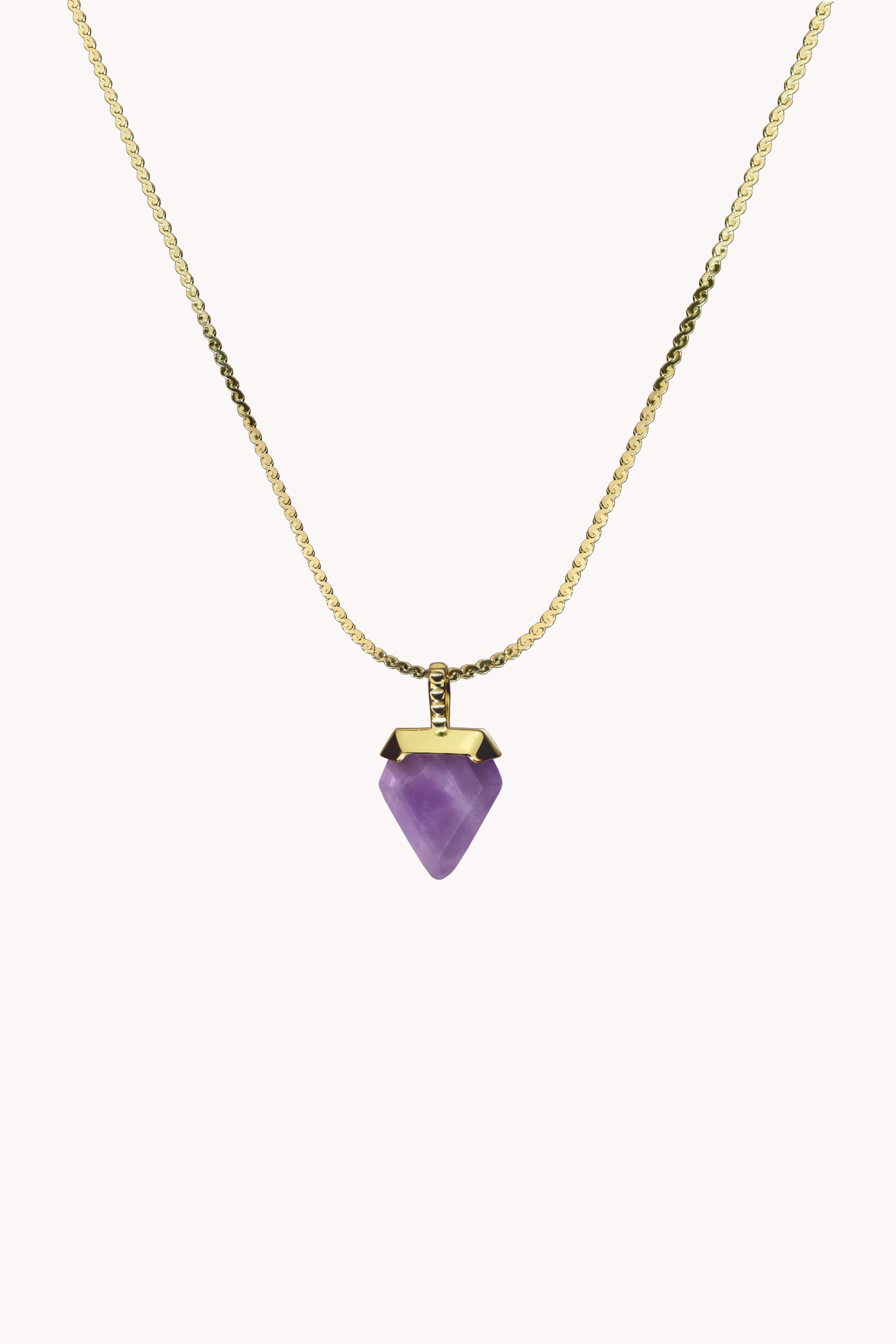 inverted triangle amethyst gold necklace