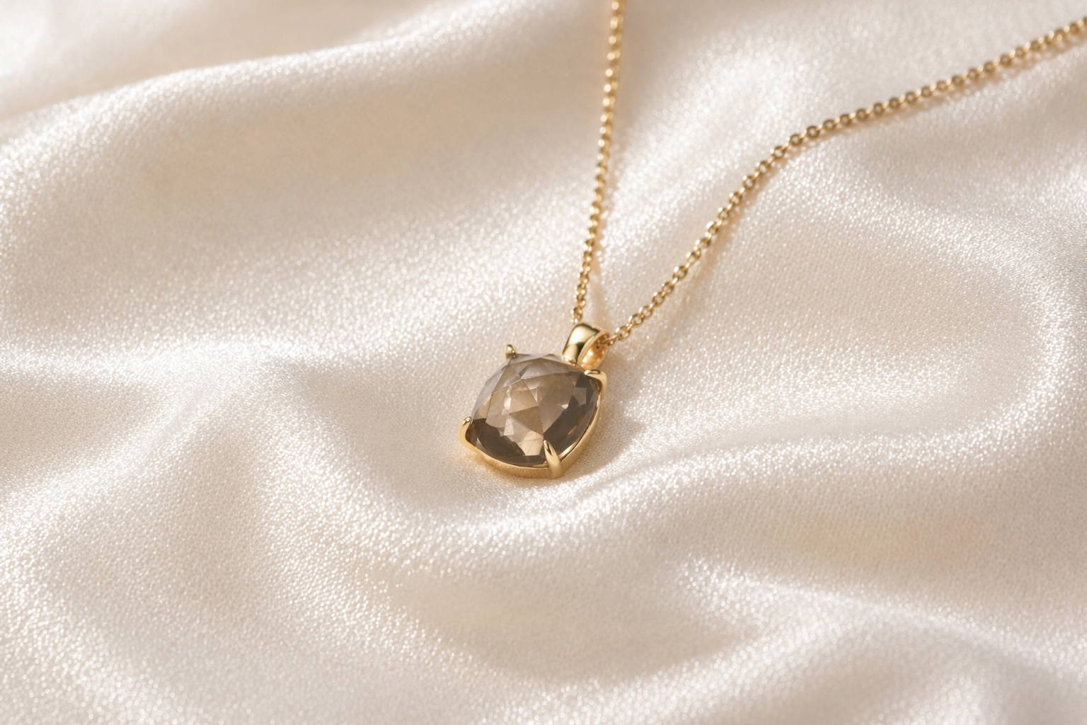 square smoky quartz necklace · gold