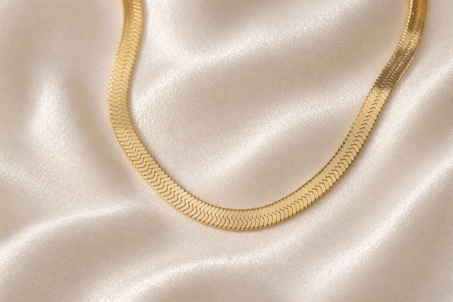 herringbone snake chain necklace · gold