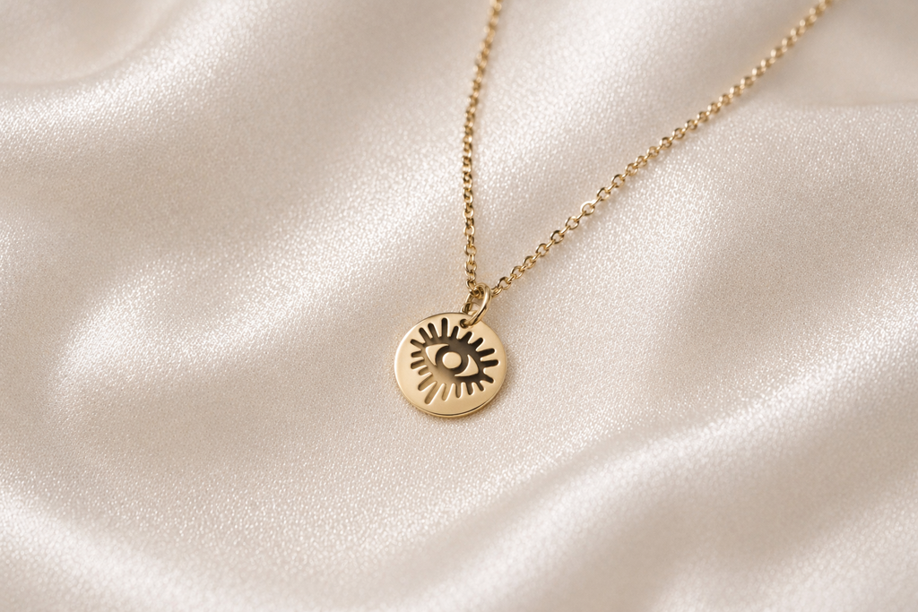 dainty evil eye gold necklace