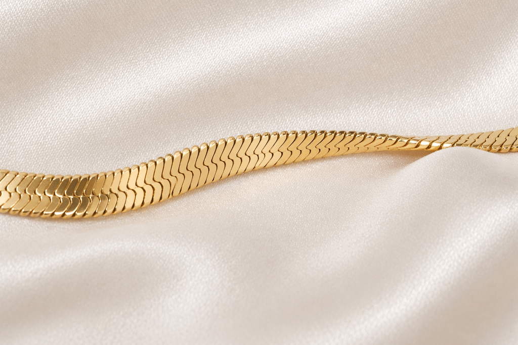 herringbone snake chain necklace · gold