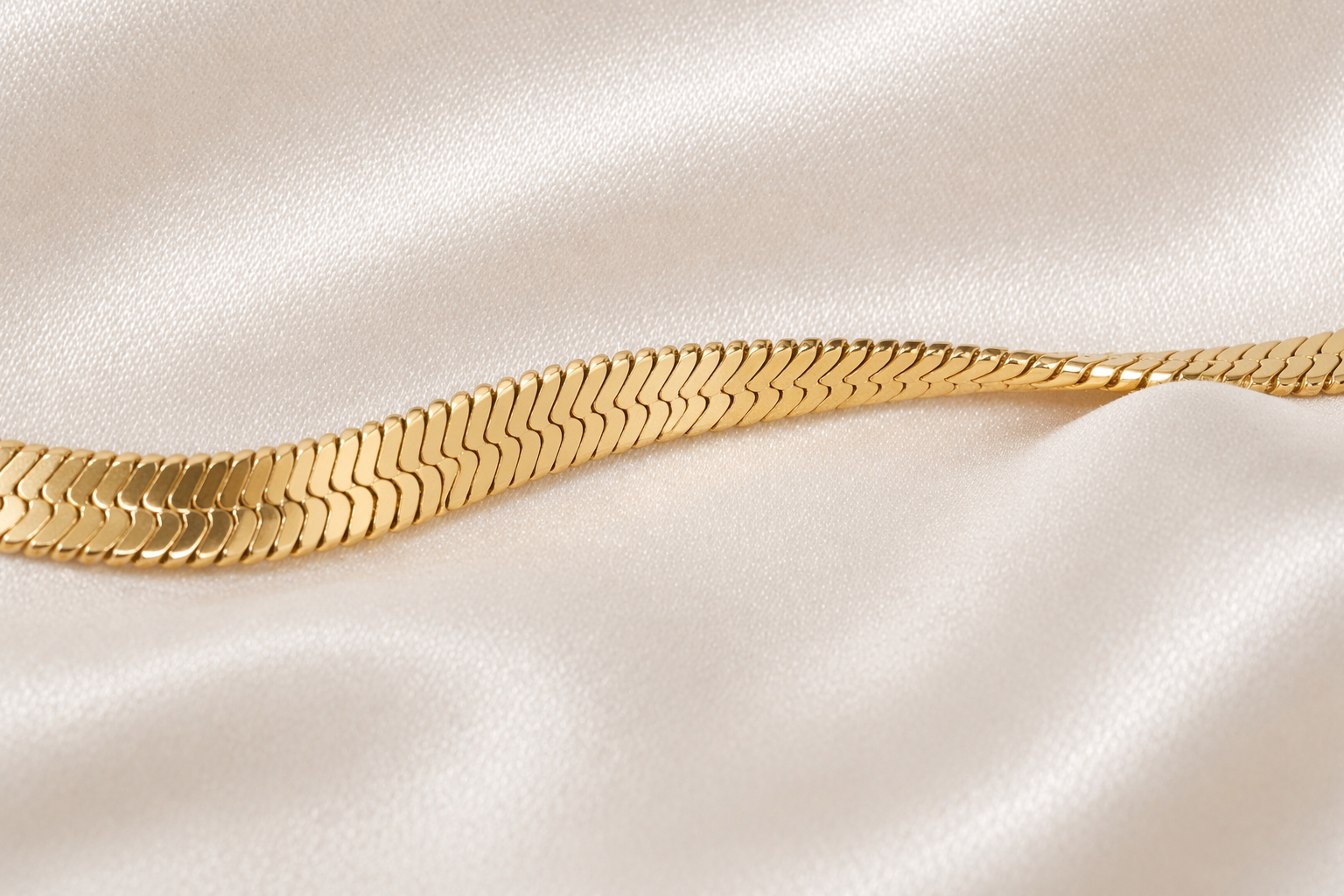 herringbone snake chain necklace · gold