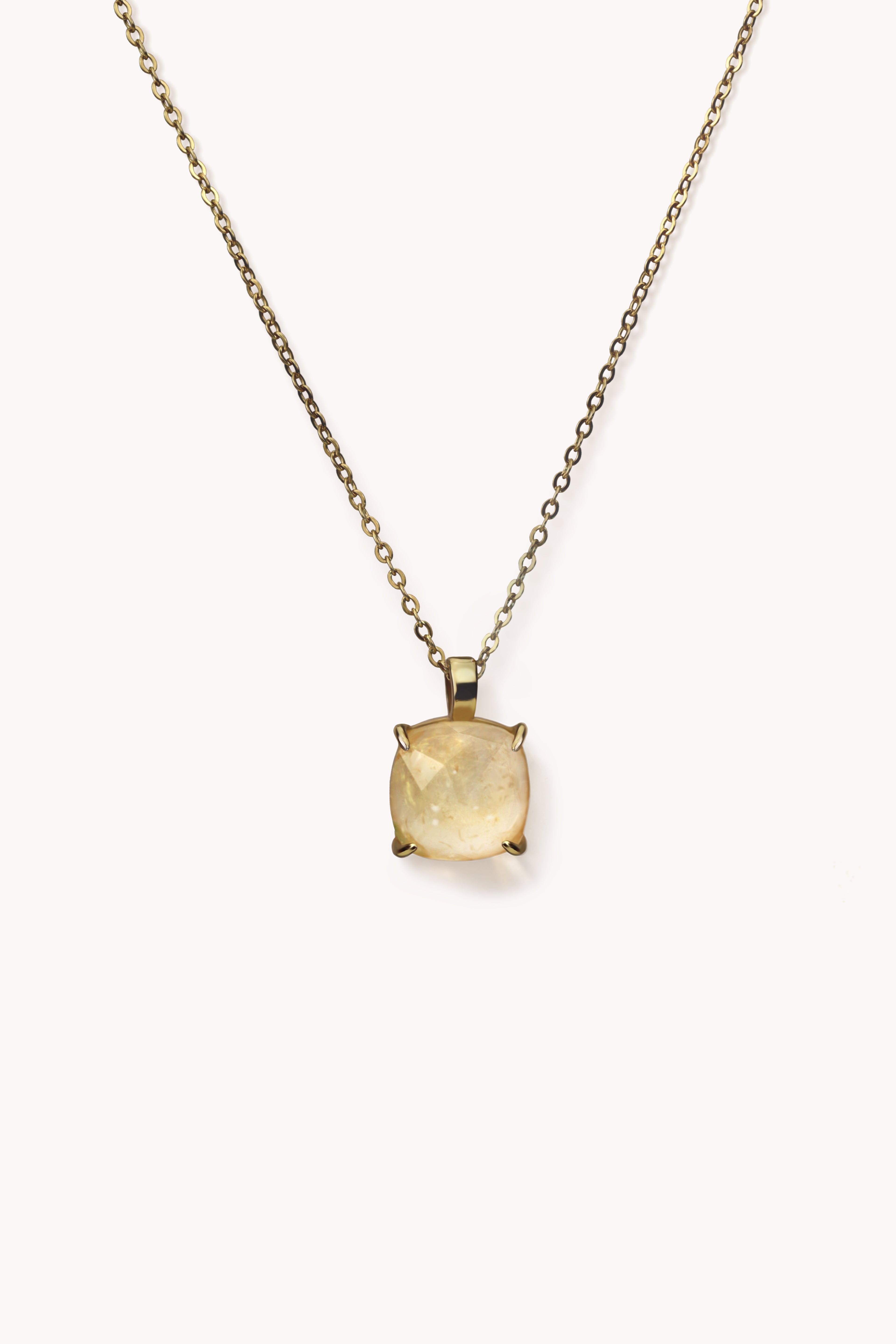 square citrine necklace · gold