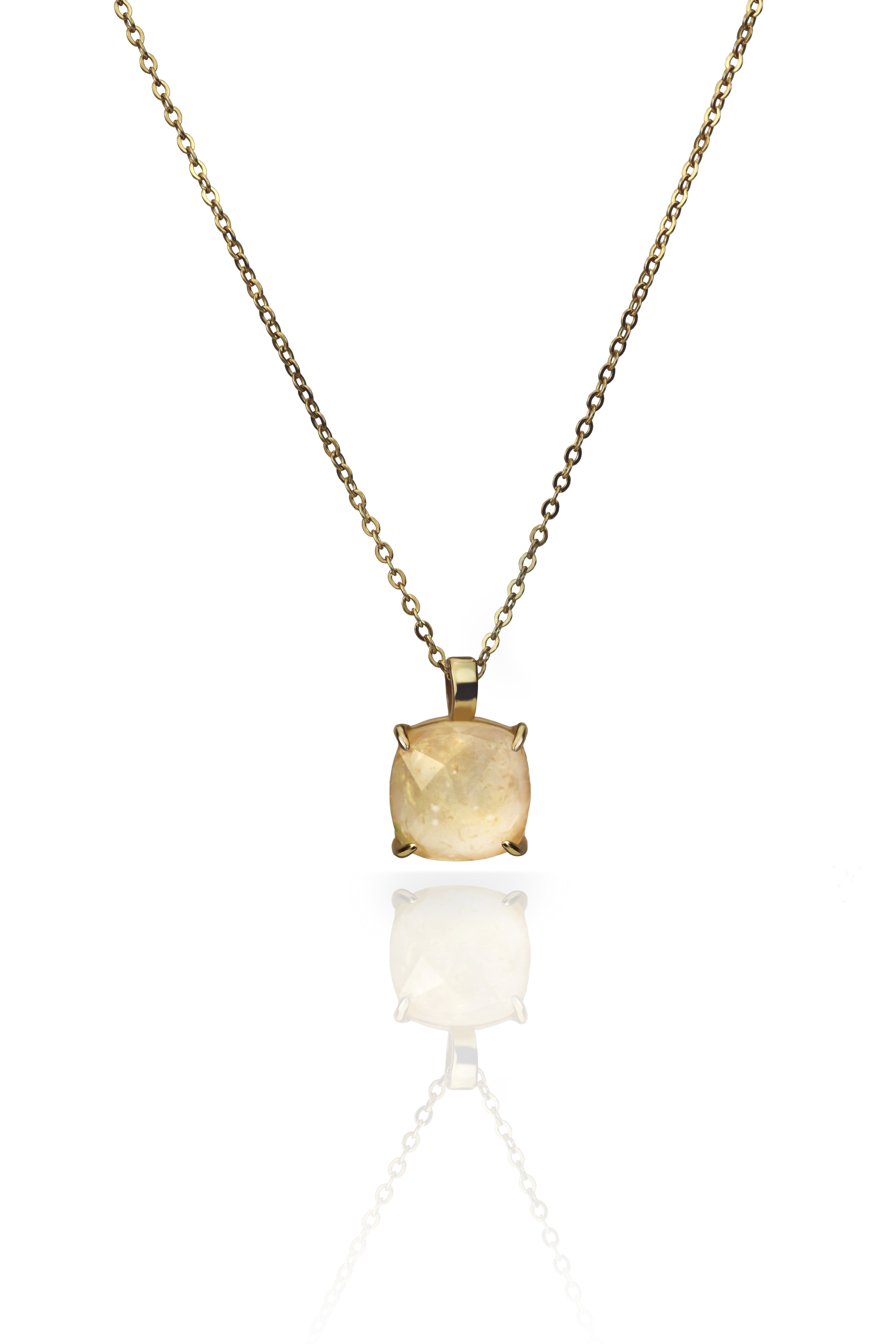 square citrine necklace - gold