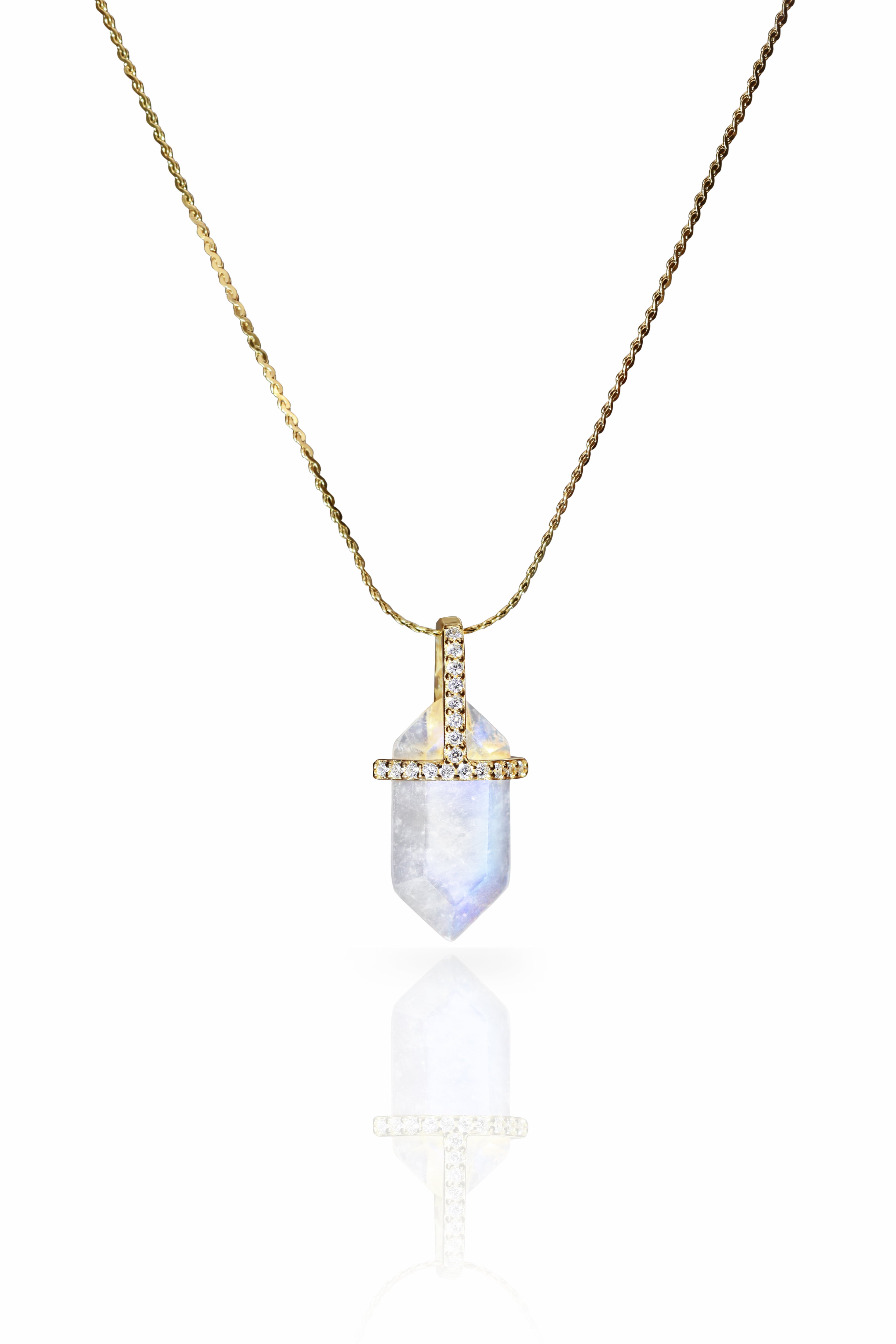 hexagon moonstone necklace - gold