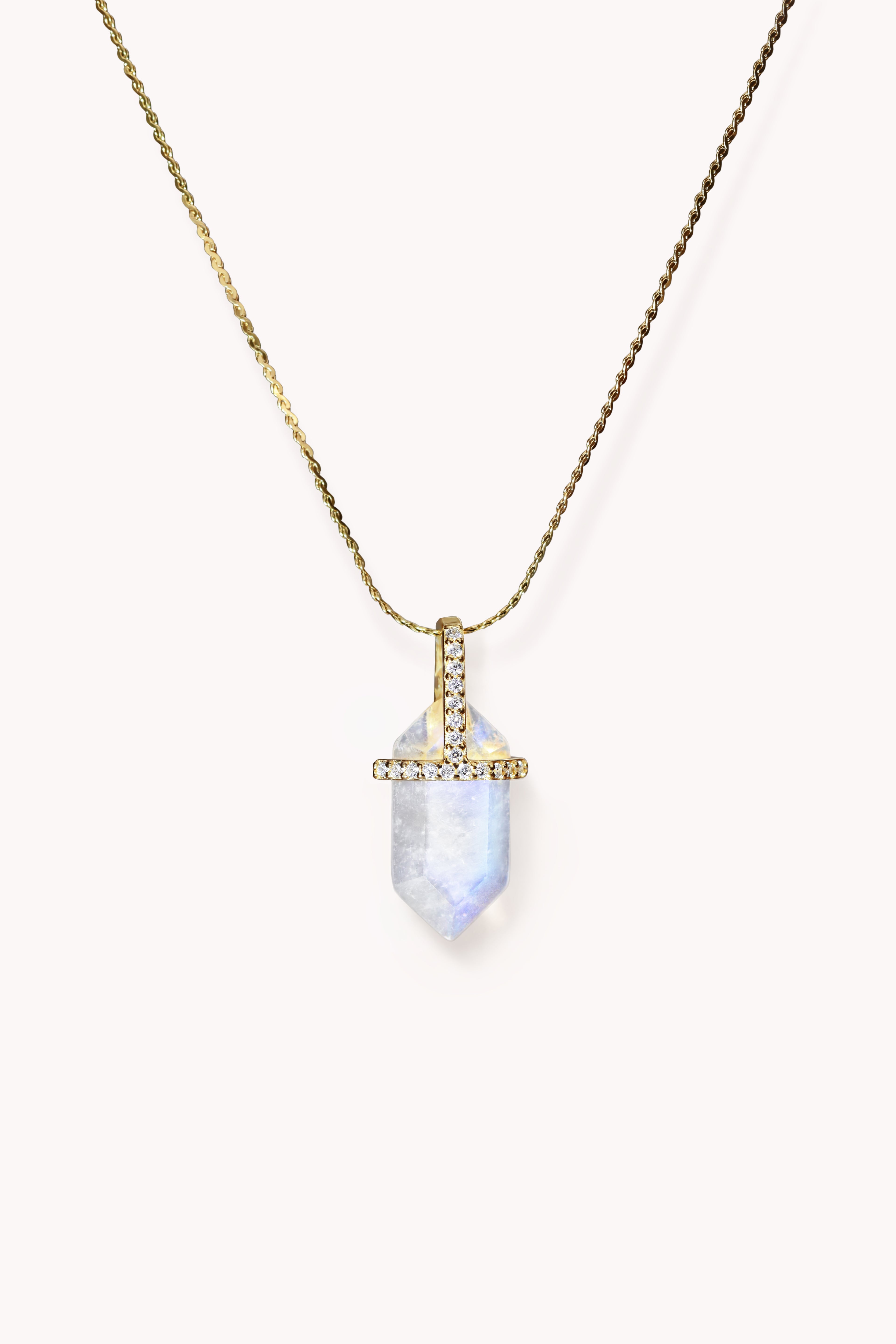 hexagon moonstone necklace · gold