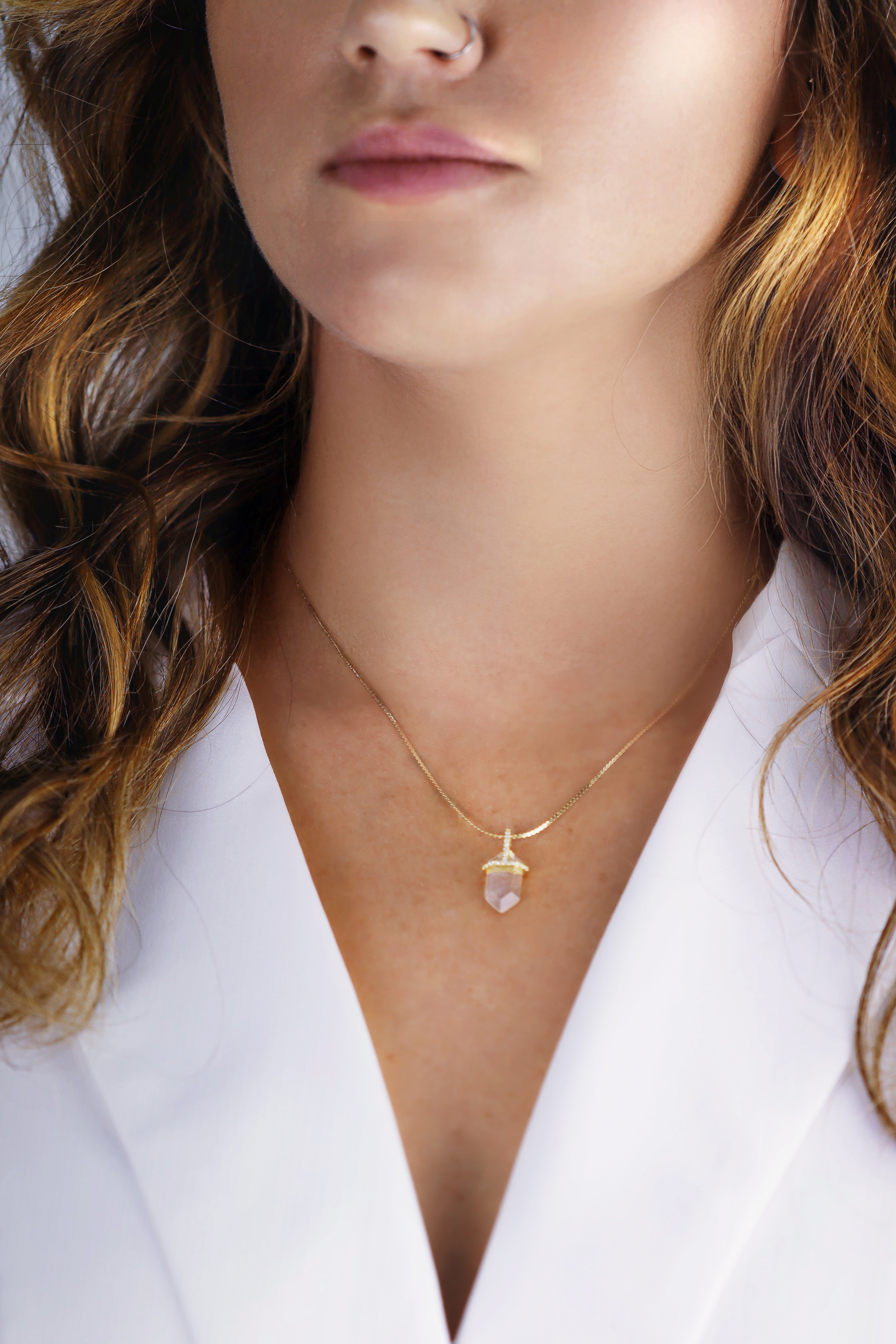 hexagon moonstone necklace - gold