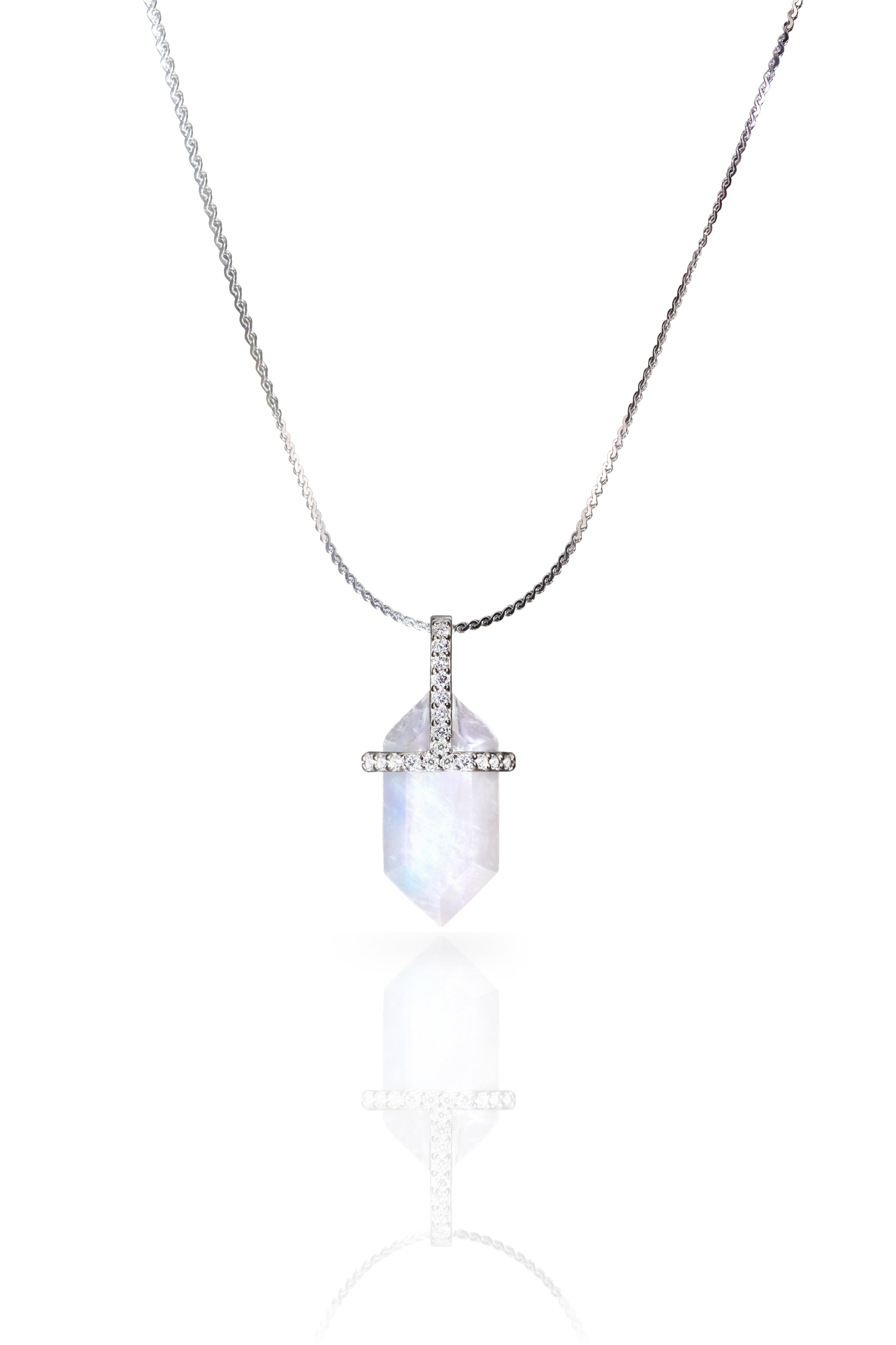 hexagon moonstone necklace - silver