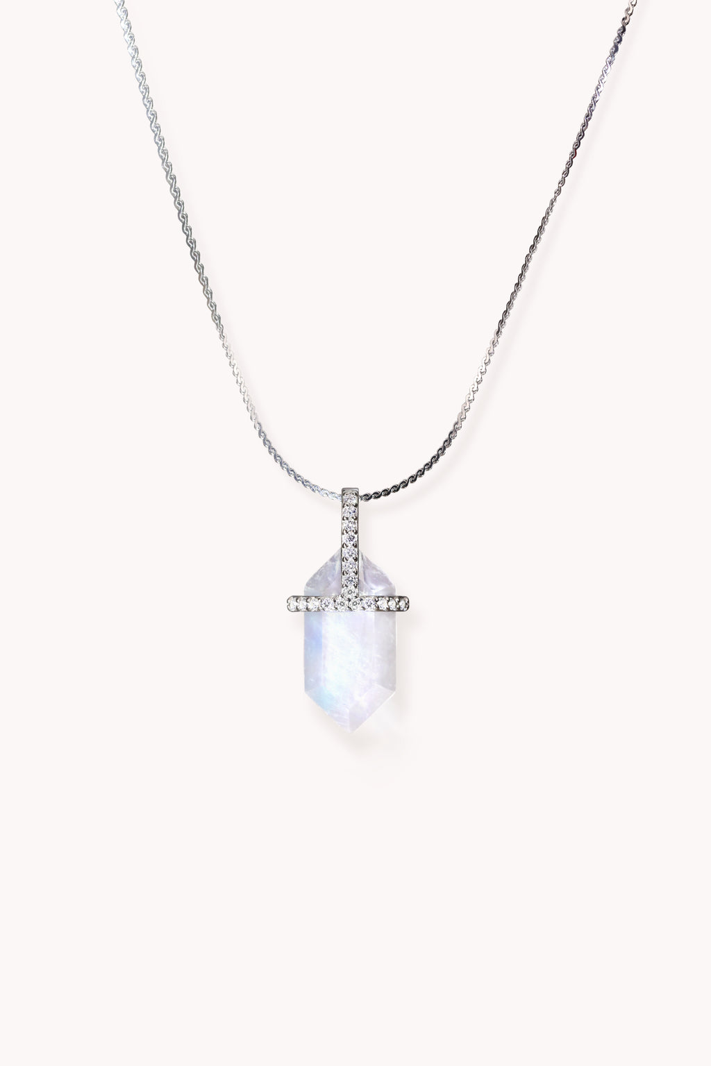 hexagon moonstone necklace · silver