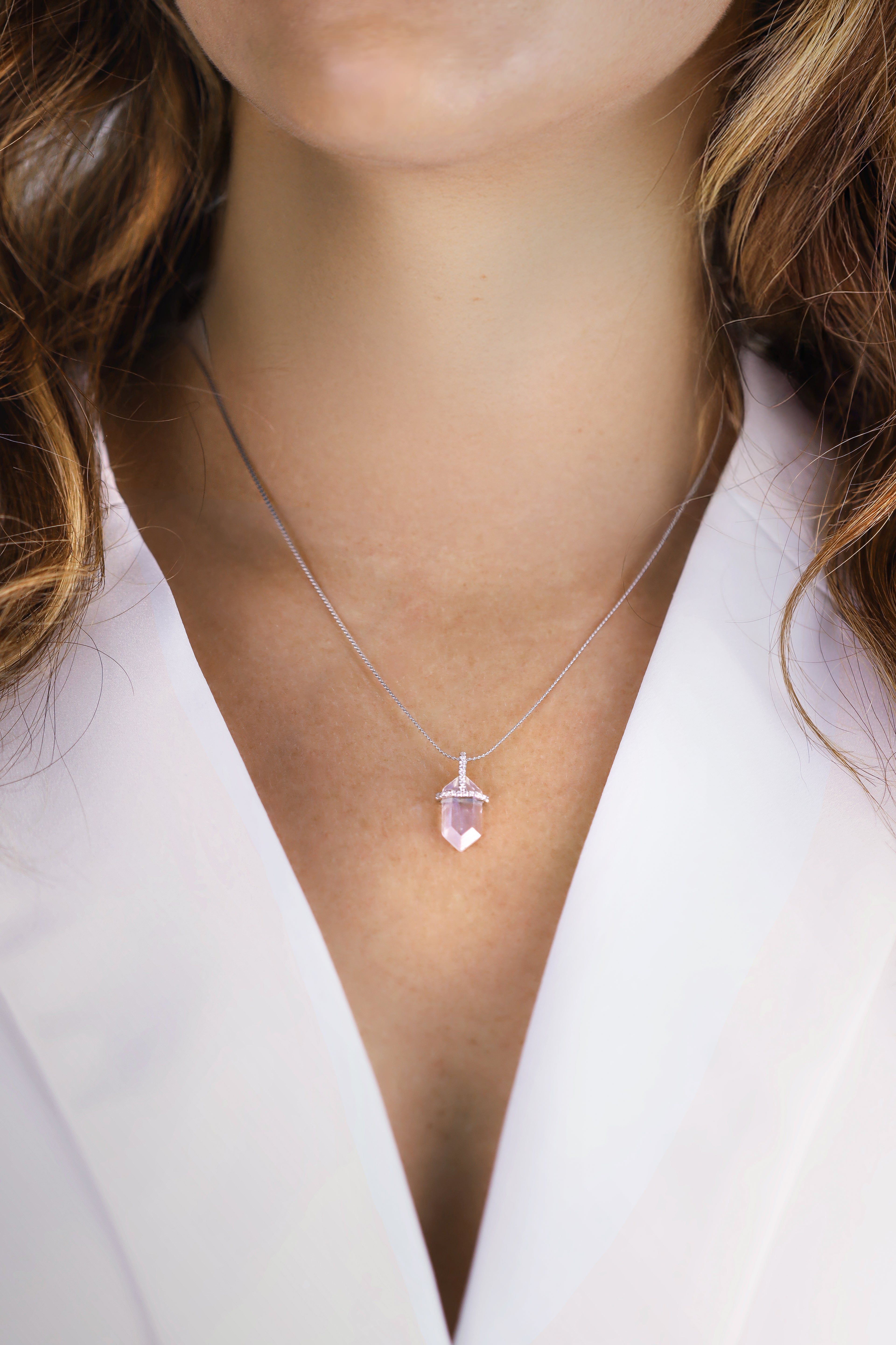 hexagon moonstone necklace - silver