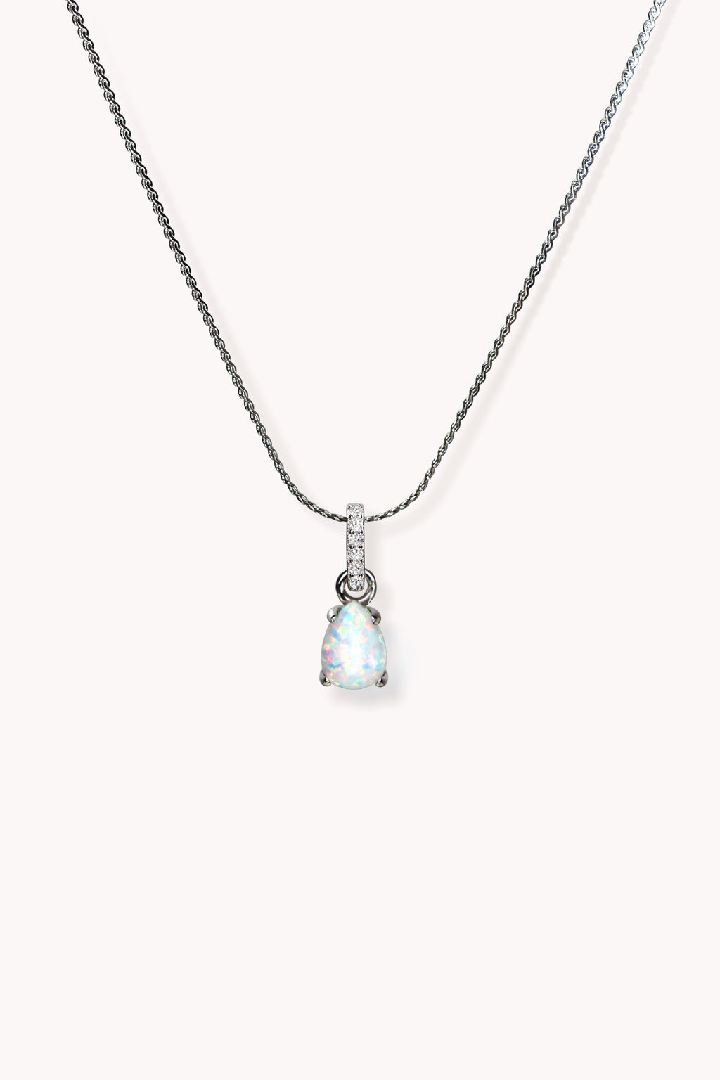 teardrop opal necklace · silver
