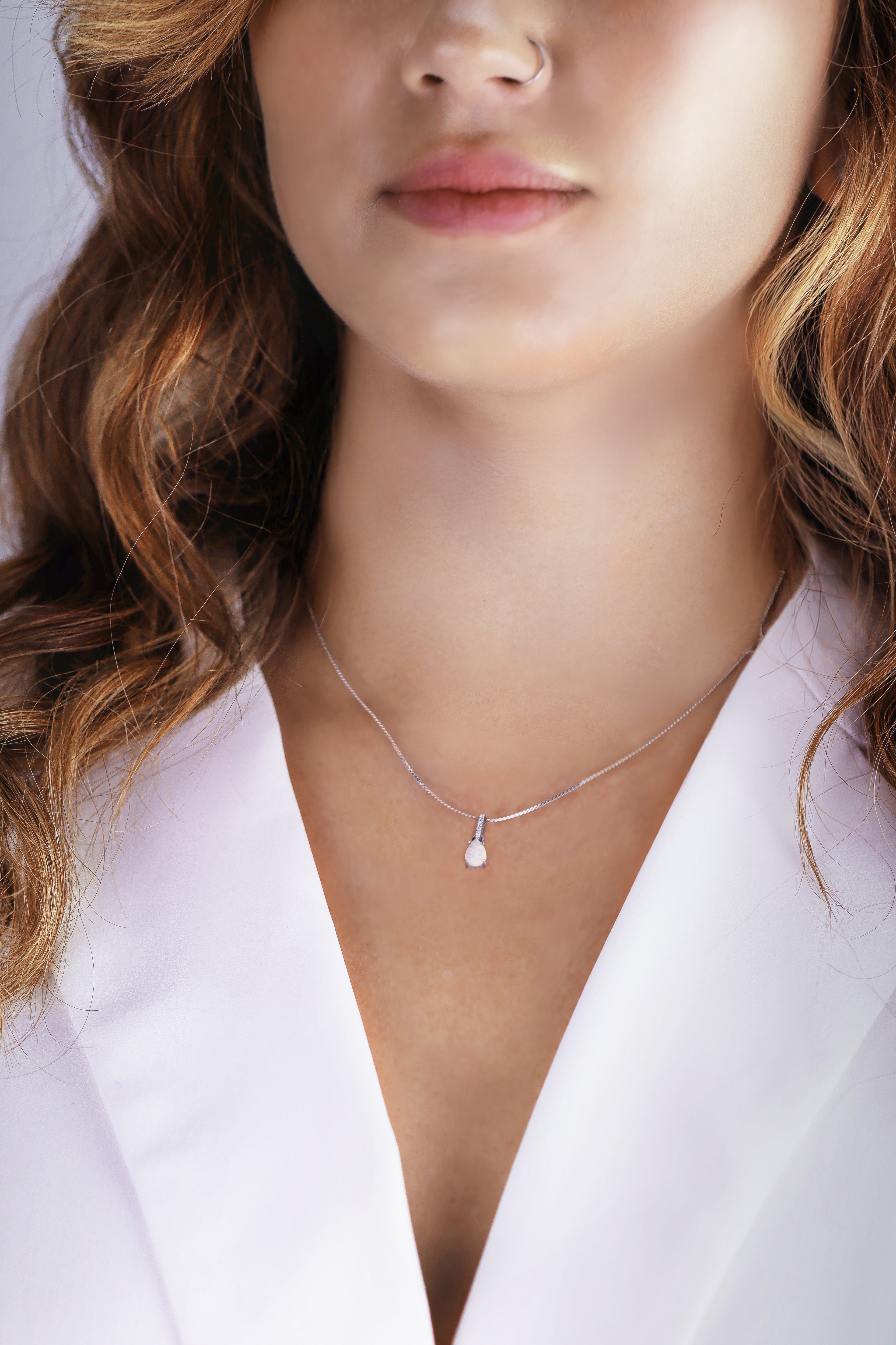 teardrop opal necklace - silver