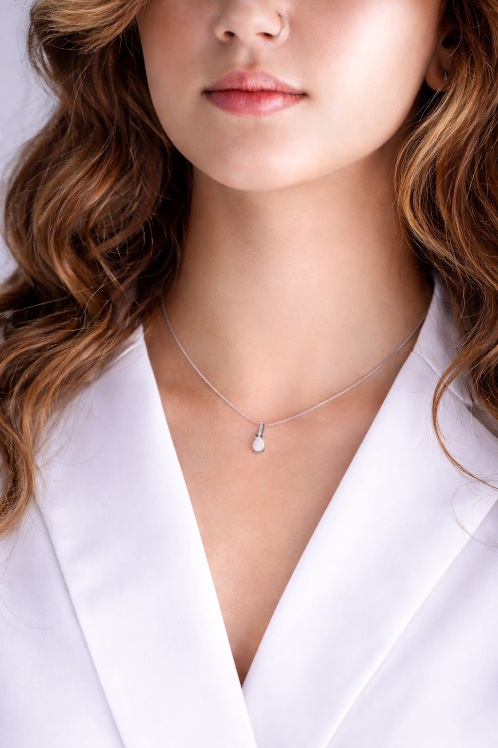 teardrop opal necklace · silver