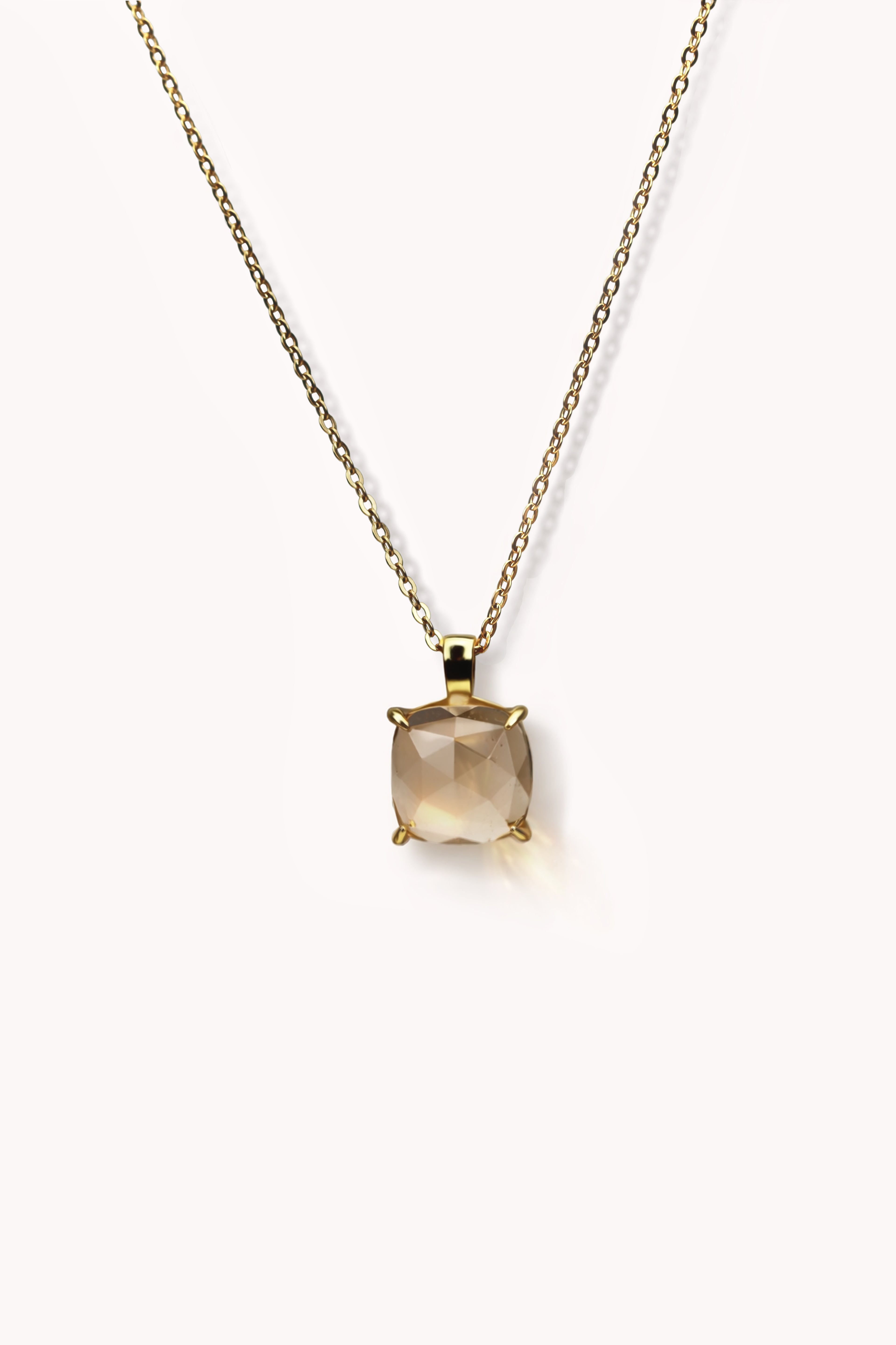 square smoky quartz necklace · gold