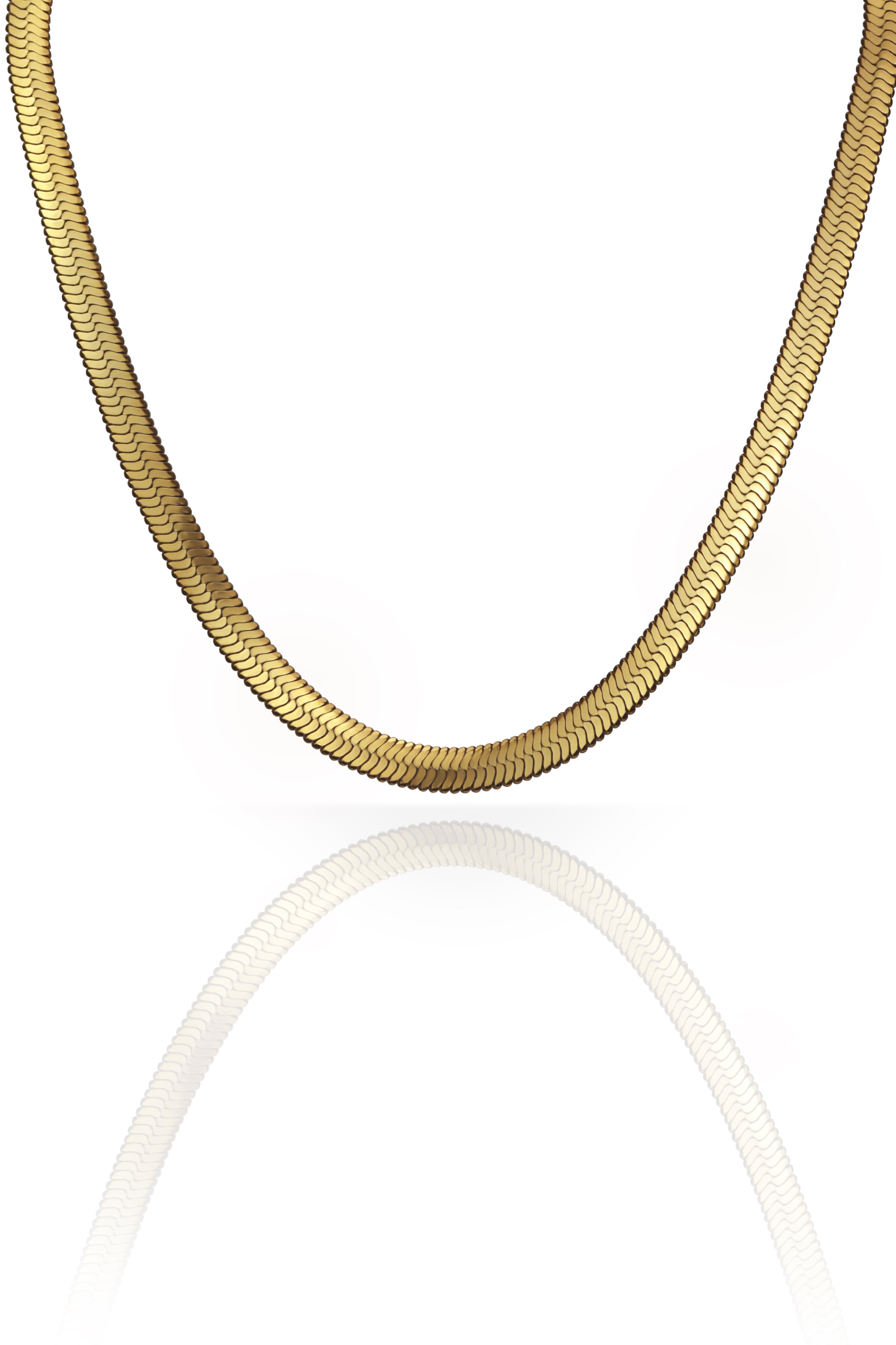 herringbone snake chain necklace - gold
