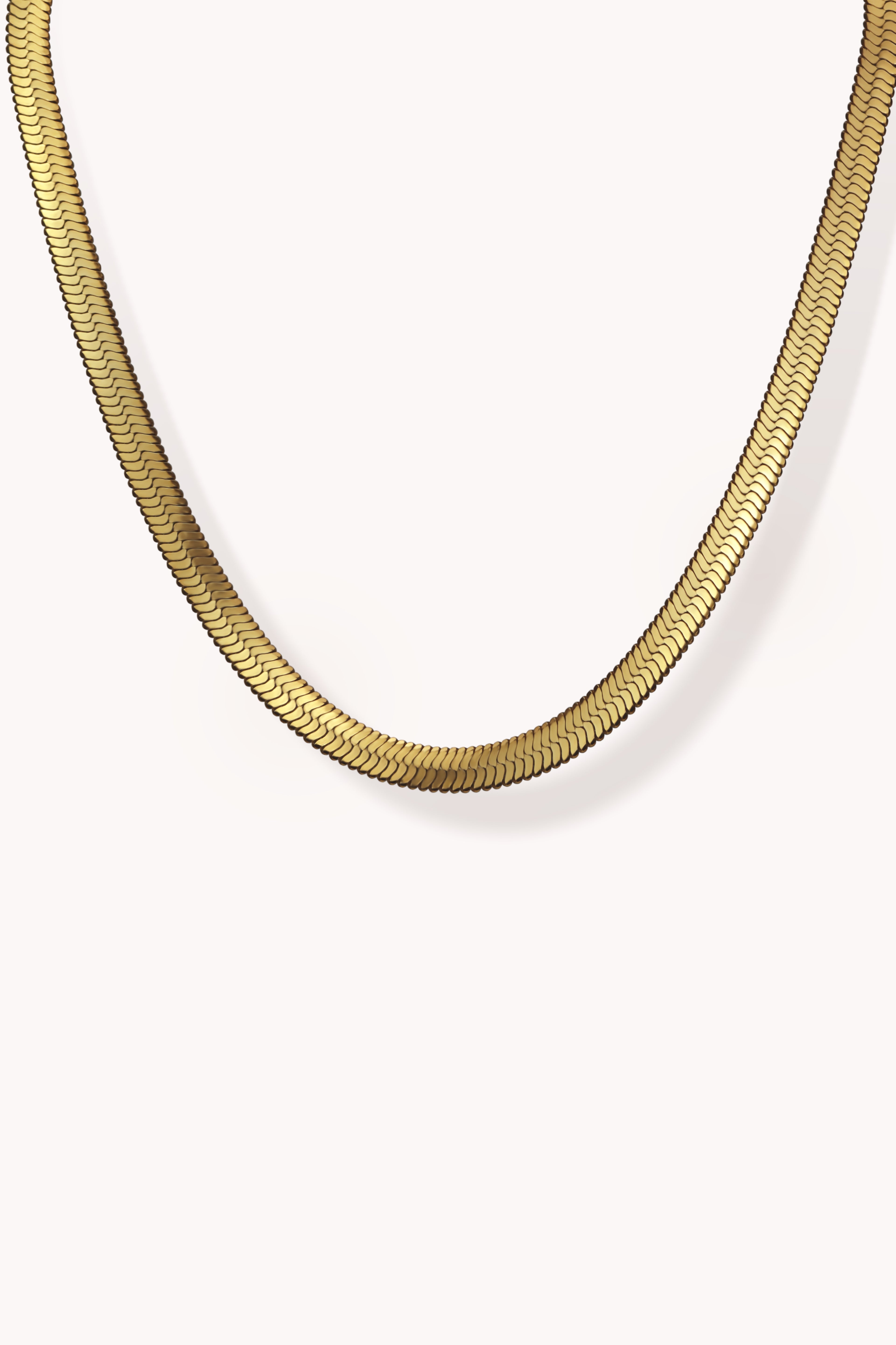 herringbone snake chain necklace · gold