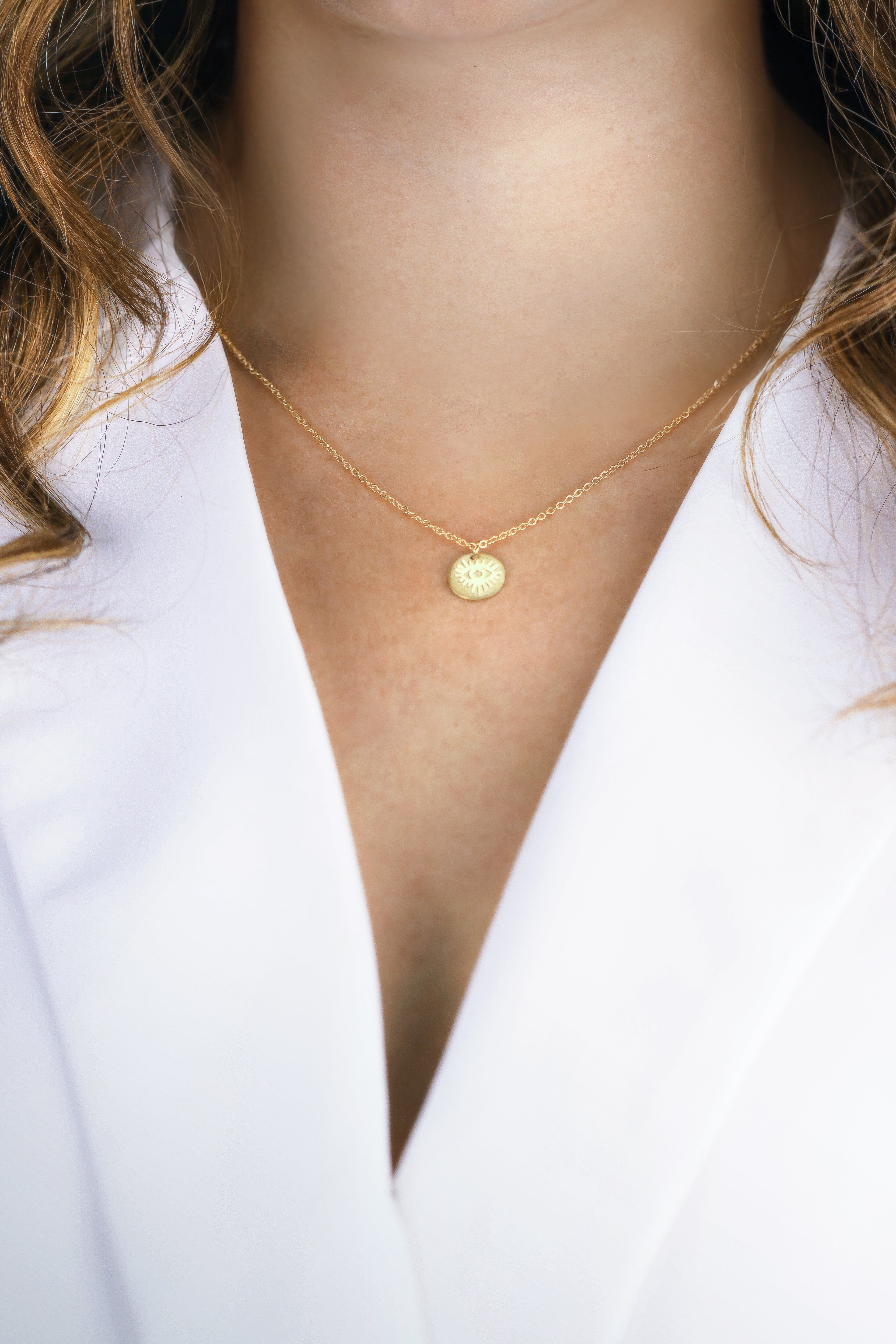 dainty evil eye gold necklace