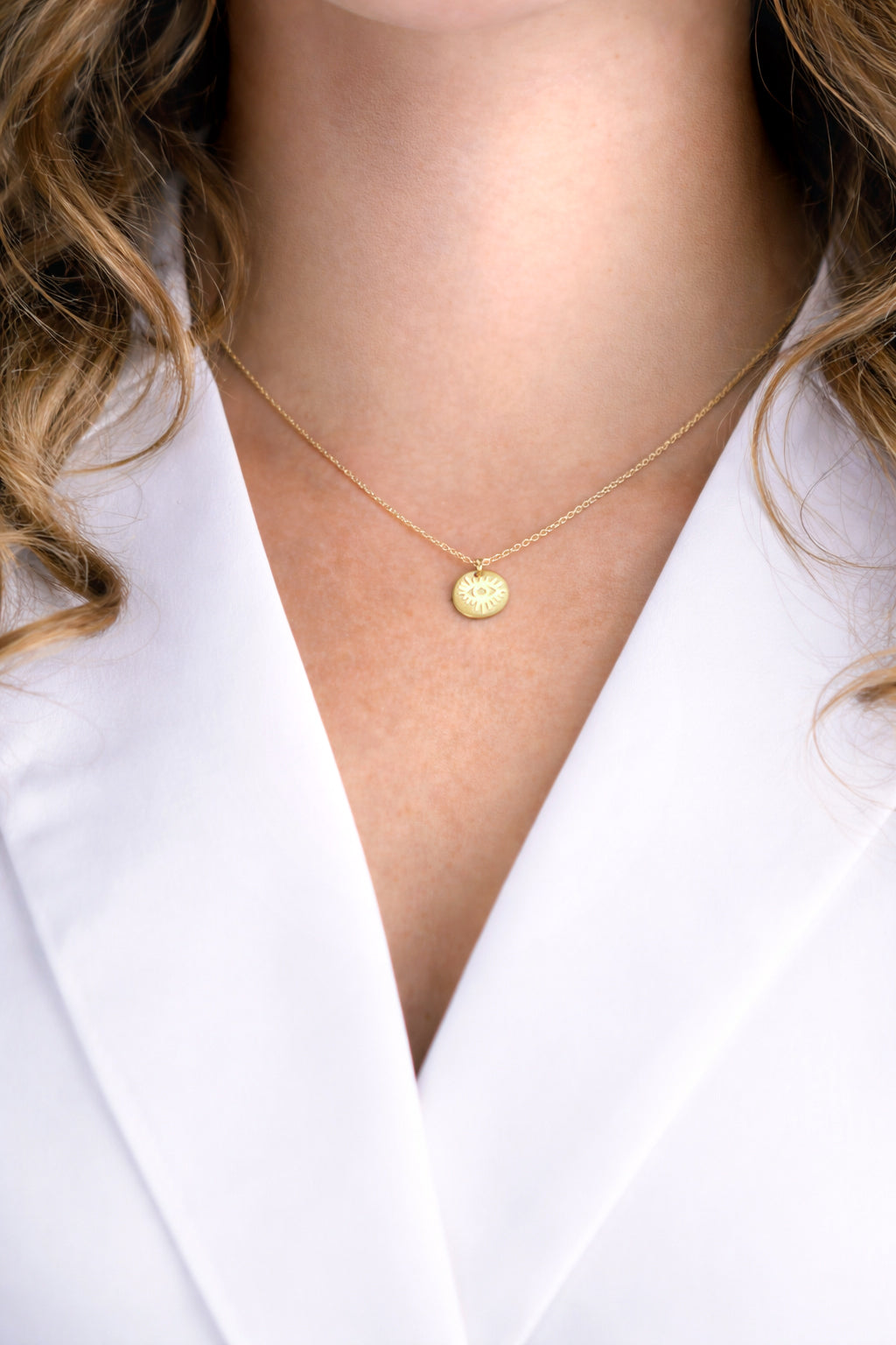 dainty evil eye gold necklace