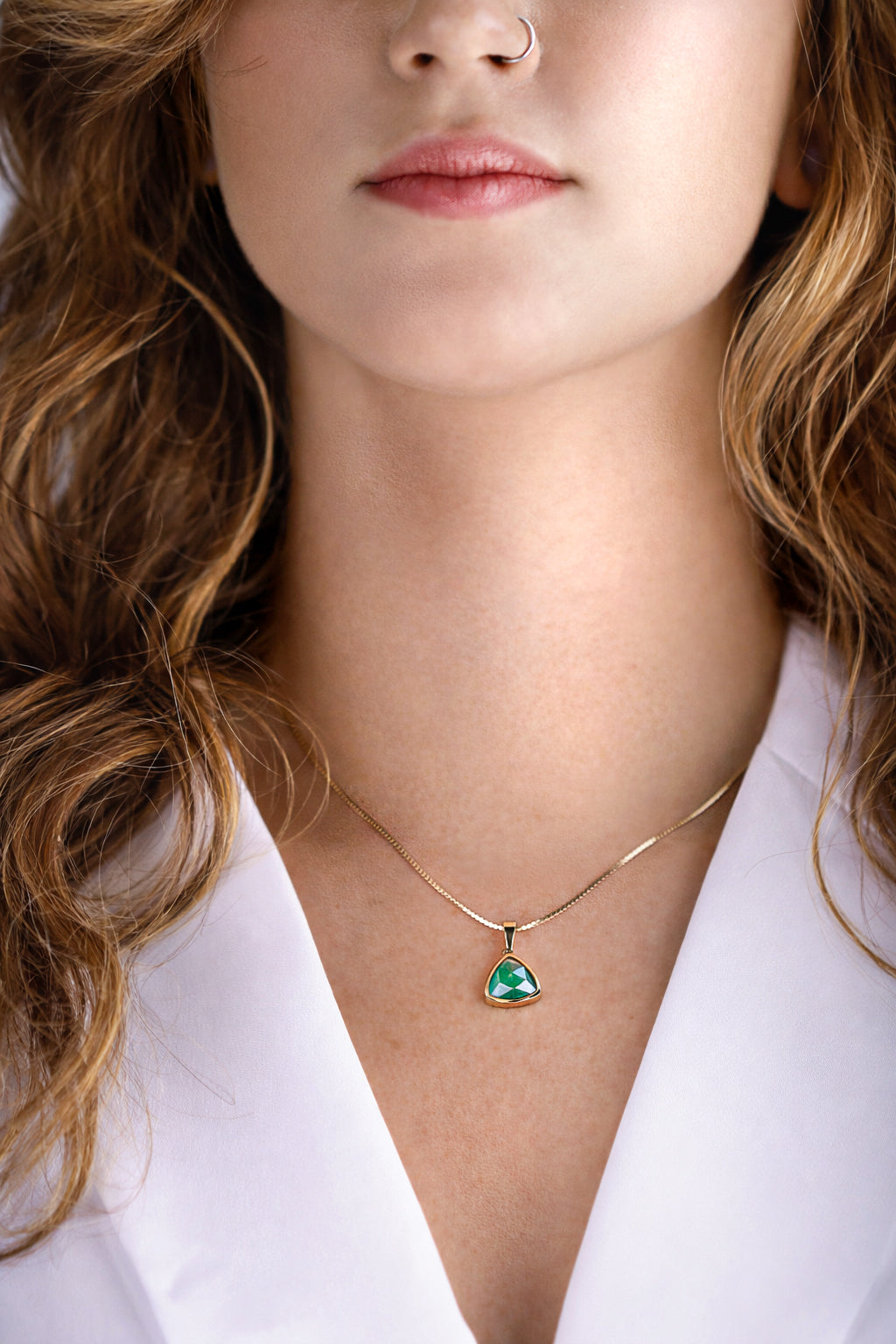 triangle aventurine necklace · gold