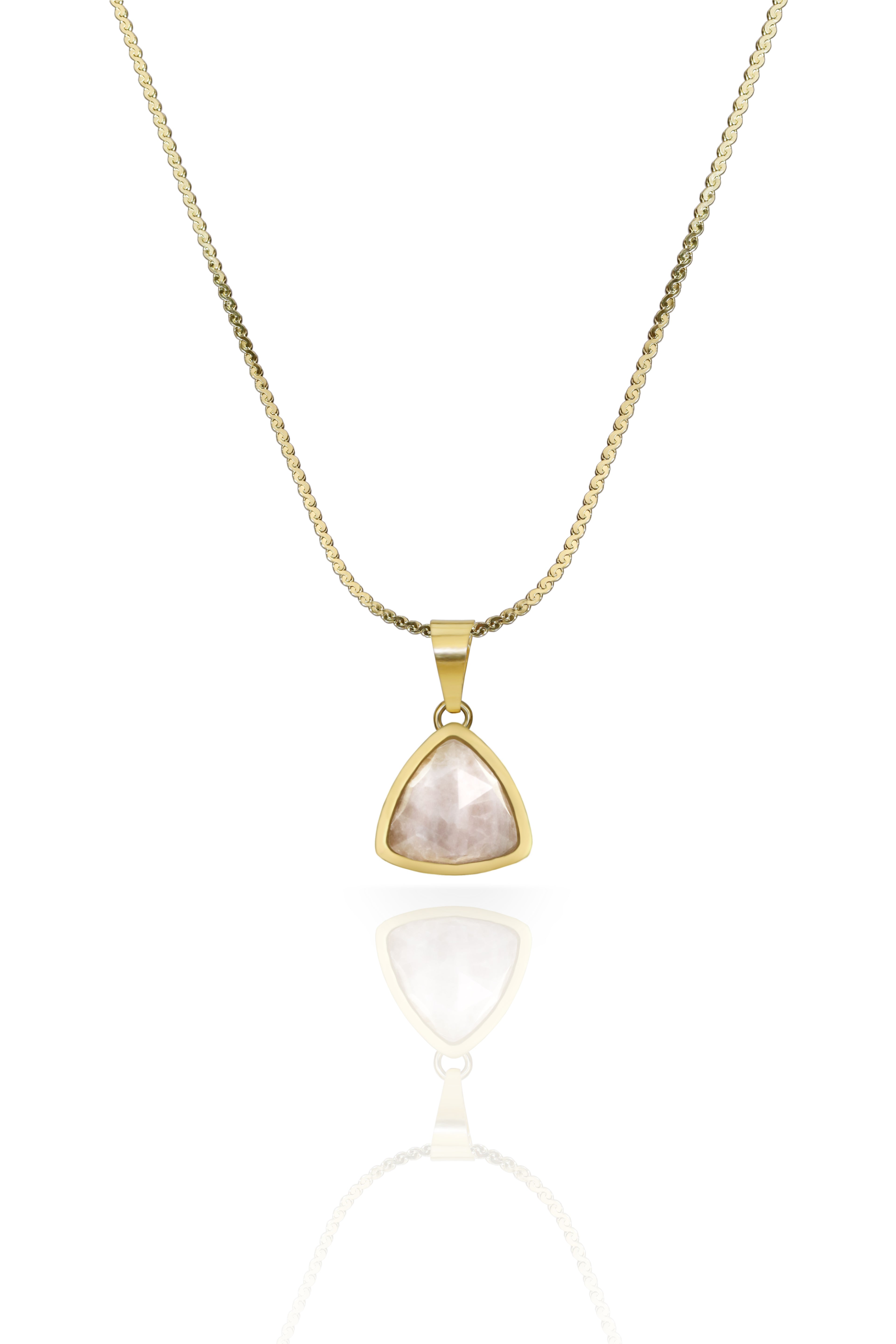 triangle rose quartz necklace - gold