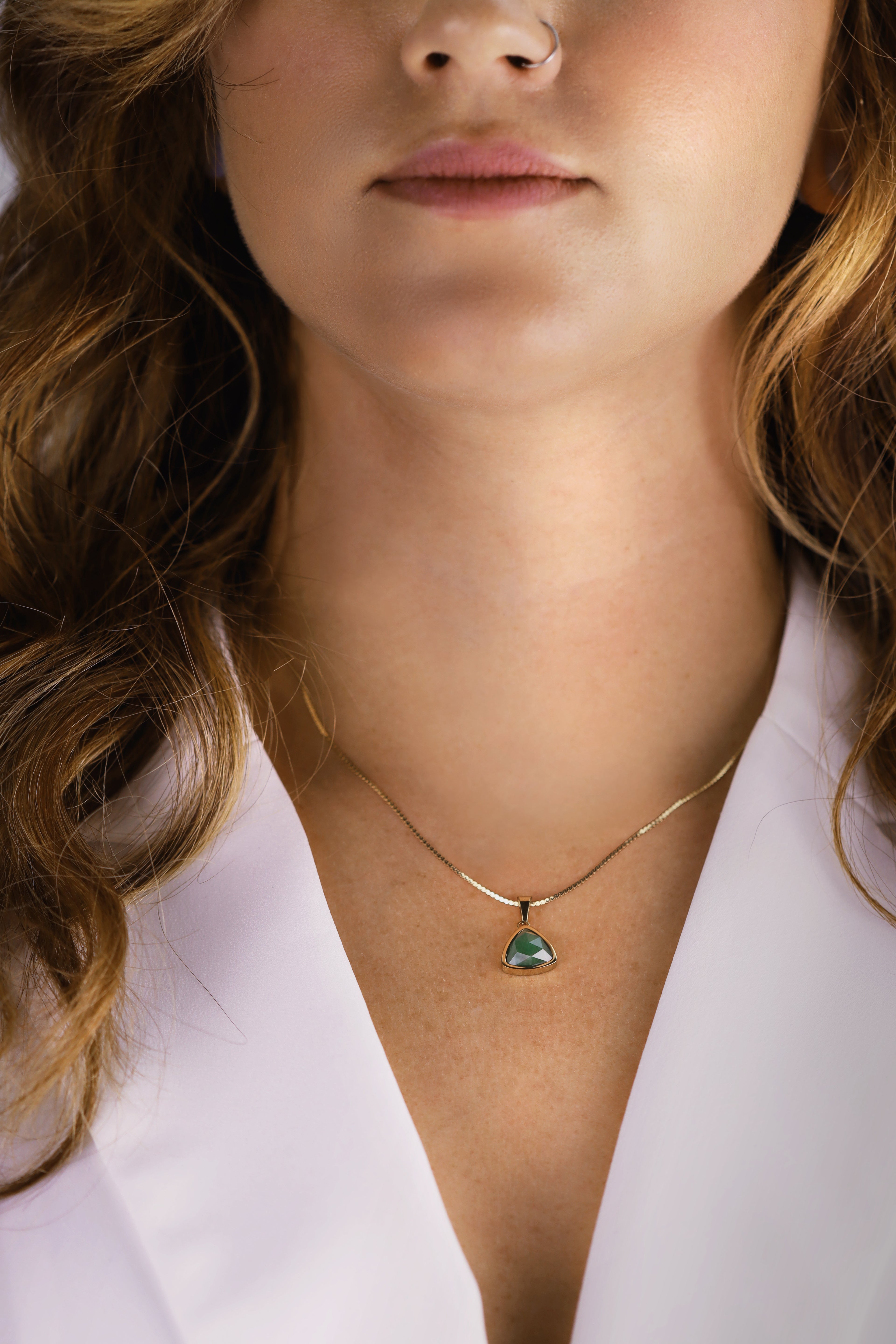 triangle aventurine necklace - gold