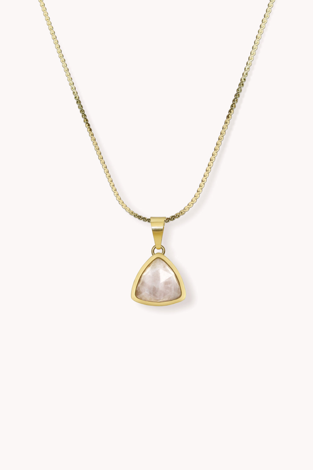 triangle rose quartz necklace · gold