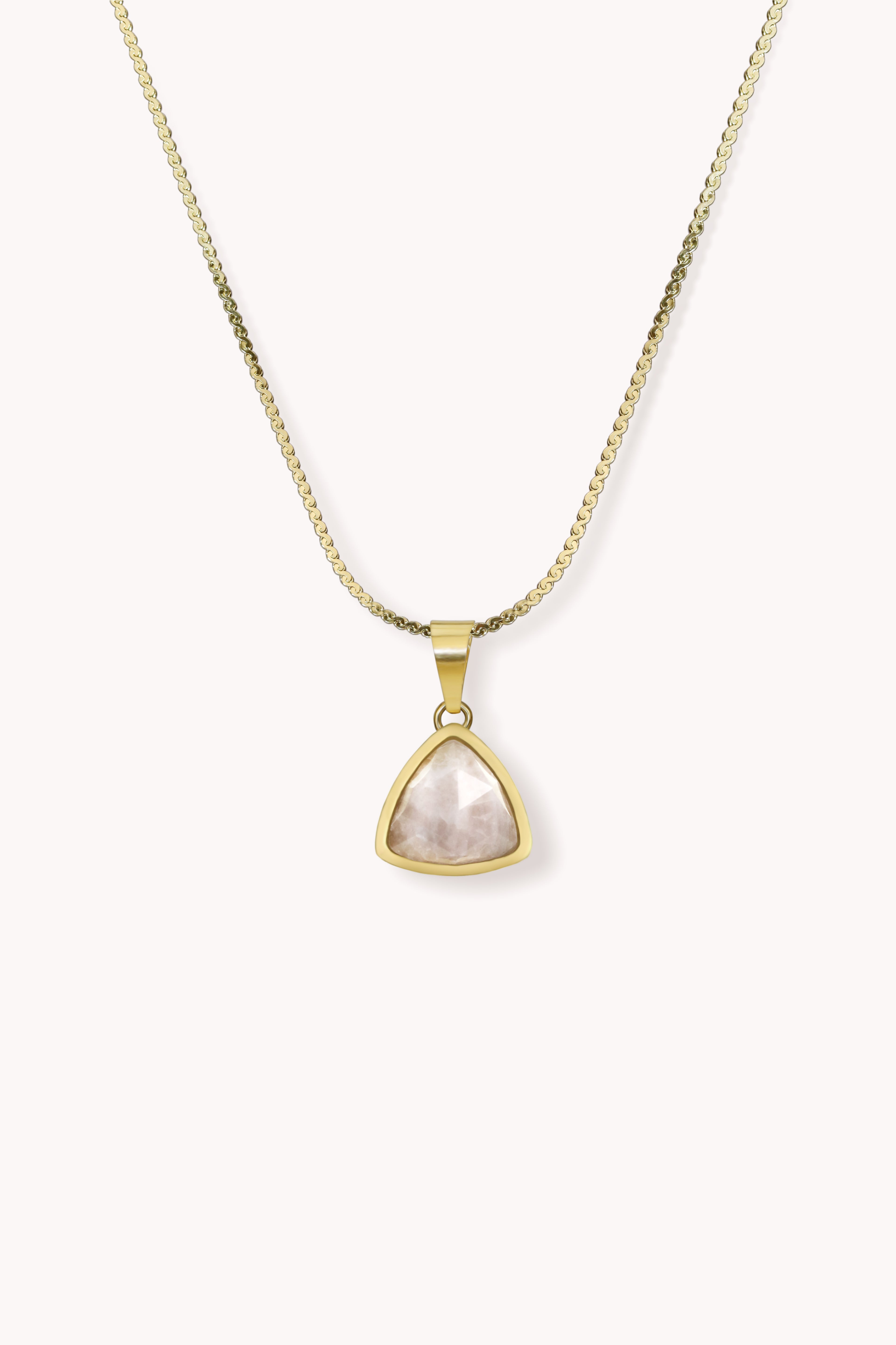 triangle rose quartz necklace · gold